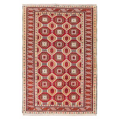 Teimani Red Rug 3'2" x 4'10" - 3'2 x 4'10