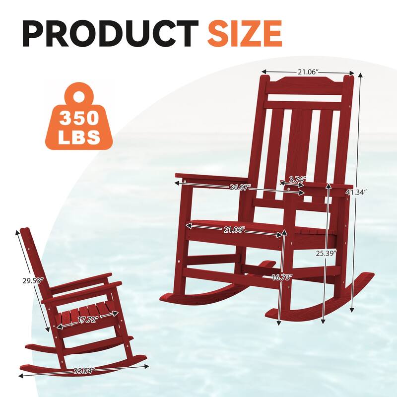 Outdoor Patio HDPE Rocking Chiar, Extra Wide Seat & Backrest
