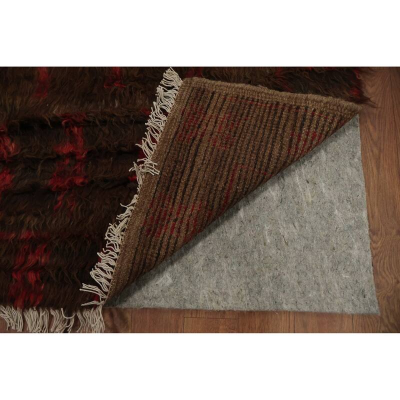 Hand Knotted Oriental 100% Wool Carpet Modern Tribal Brown Moroccan Area Rug - 9' 9'' X 6' 8''