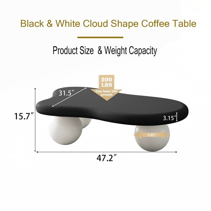 Cloud Shaped Coffee Table with 3 Ball Legs