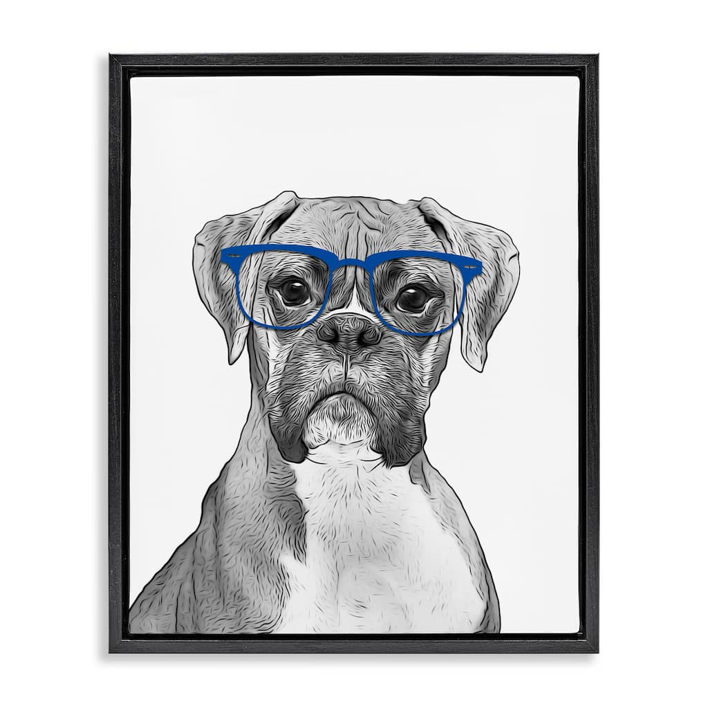 Stupell Fun Boxer Dog Wearing Glasses Framed Floater Canvas Wall Art by Annalisa Latella
