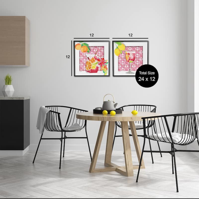 Stupell Sangria Pitcher & Glass Framed Giclee Art Design By Hillary Holt (Set of 2)
