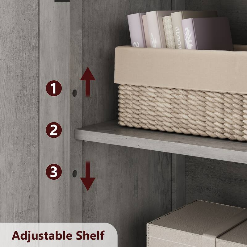 Freestanding Floor Linen Storage Cabinet with Doors and Shelves for Bathroom, Kitchen