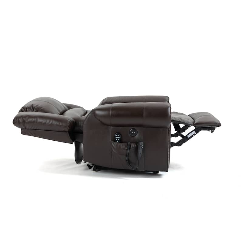 Genuine Leather Power Lift Recliner Chair Heat Massage