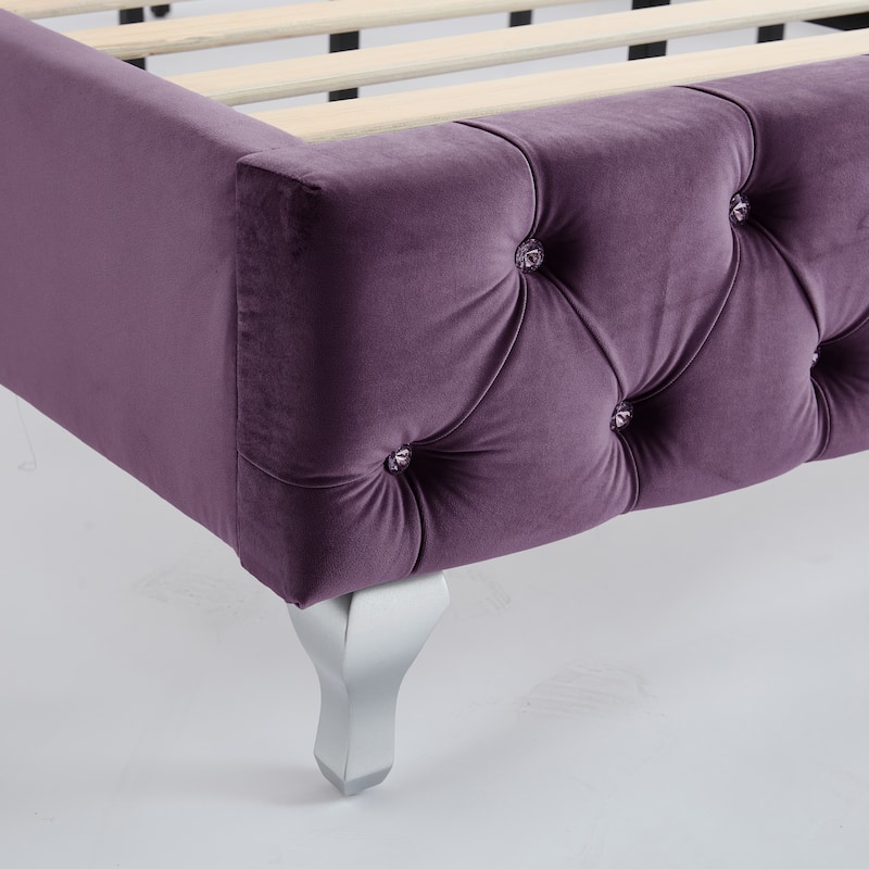 Christopher Knight Home - Larkswood Velvet Upholstered King Size Bed Frame with Wingback Headboard