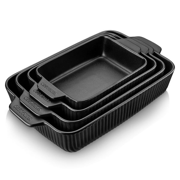 vancasso 4-Piece Matte Black Stoneware Rectangular Baking Moulds