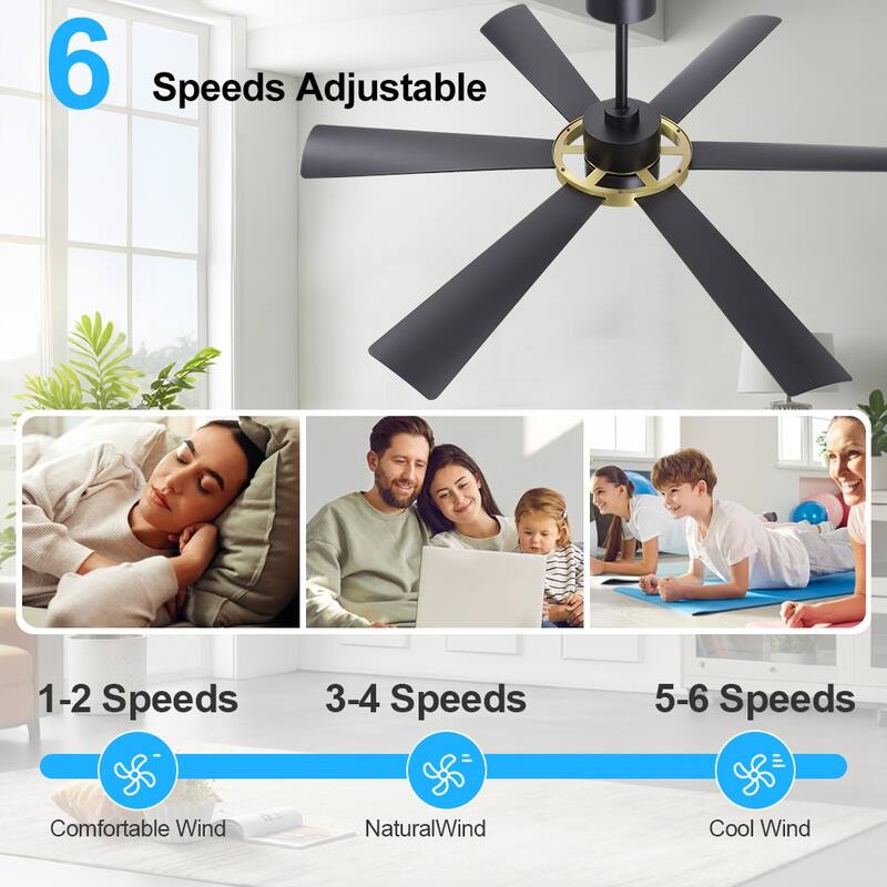 60 in. 6-Plywood Blades Indoor LED Ceiling Fan with Remote
