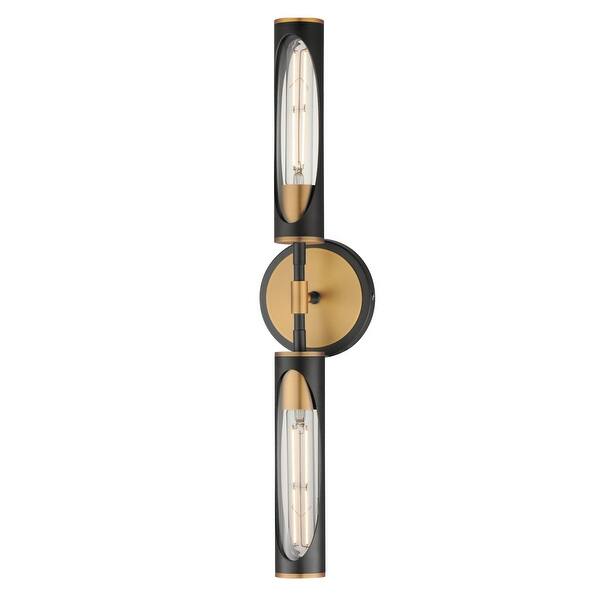 slide 2 of 7, Maxim 16172 Regent 2 Light 24" Wide LED Vanity Light Black / Antique Brass