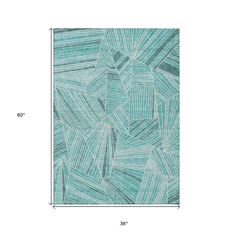 HomeRoots Geometric Transitional Rectangle Outdoor Rug