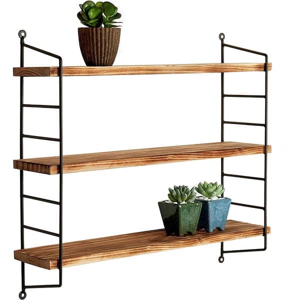 Shop Black Friday Deals On Modern Wood Adjustable Wall Mounted 3 Tier Display Floating Shelf Overstock 32321445