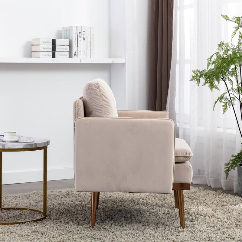 Velvet Upholstered Tufted Accent Chair With Rose Golden feet