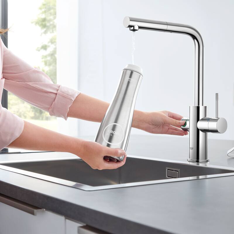 Grohe Blue 1.75 GPM Single Hole Pull Out Kitchen Faucet for Chilled