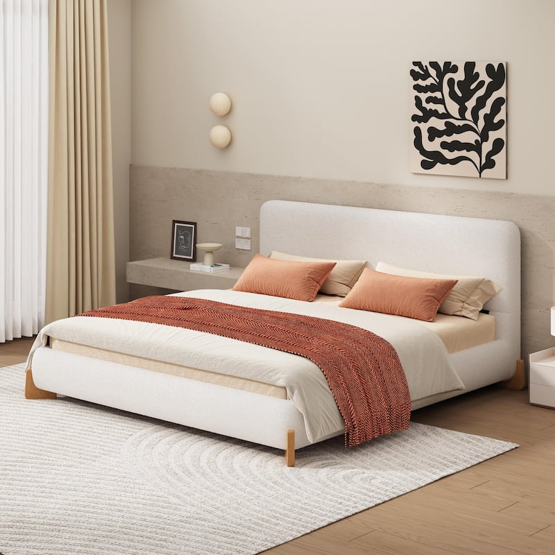 Elegant Boucle Upholstered Bed - A Luxurious & Comfortable Bedroom Centerpiece