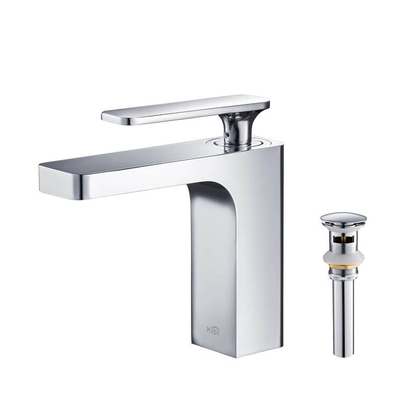 Lead Free Solid Brass Single Handle Bathroom Vanity Sink Faucet with Water Hose - Chrome W/ Pop Up Drain