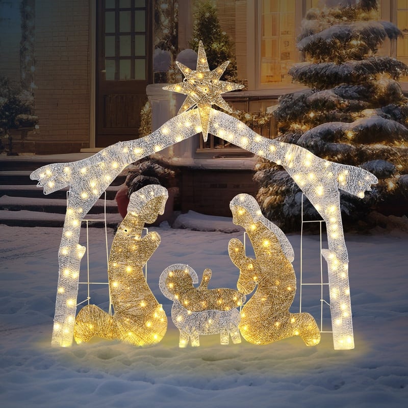 6ft 190LED Lights Nativity Scene Garden Jesus Decoration