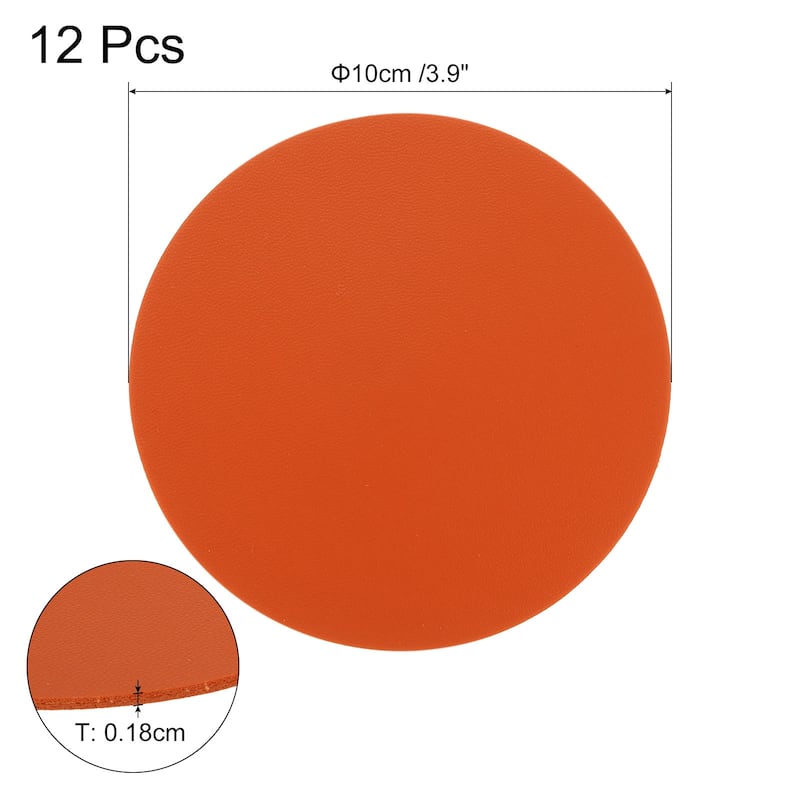 Leather Coasters, 4inch 12Pcs Personalized Modern Coasters - Orange - Orange