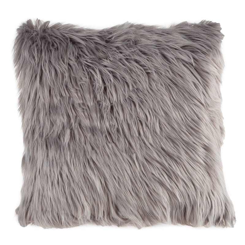Hastings Home 22-Inch Square Faux Fur Pillow