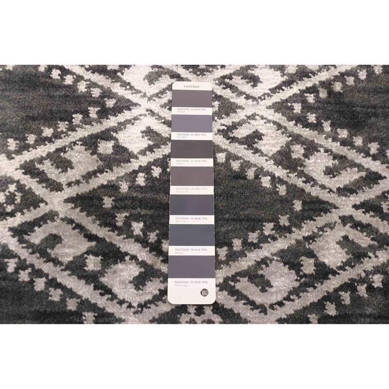 ECARPETGALLERY Hand Loomed Elysian Dark Grey, Light Grey Viscose, Wool Rug - 5'10 x 8'8