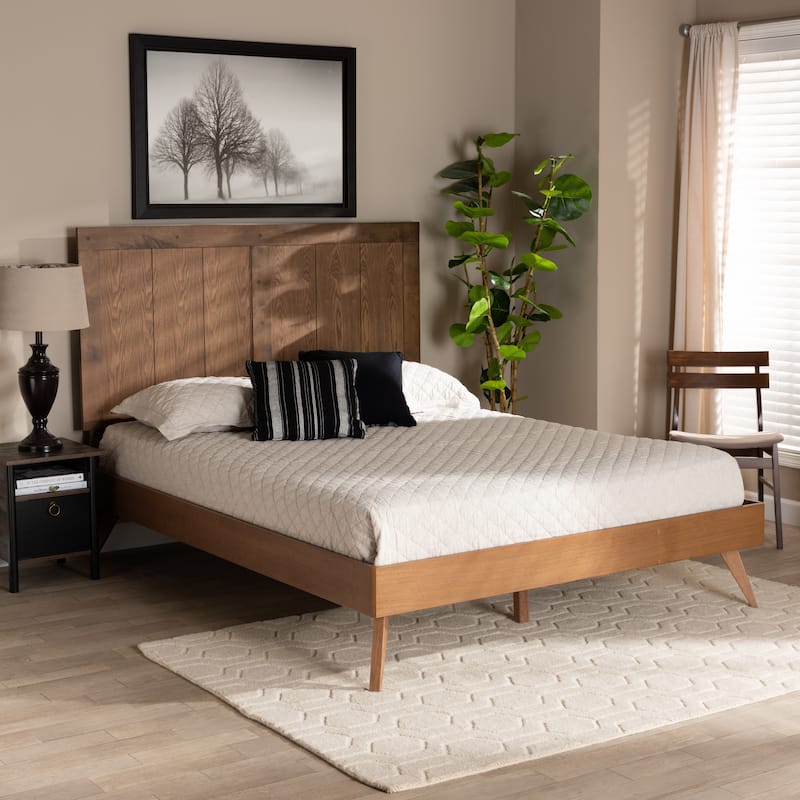 Amira Transitional Ash Walnut Finished Wood Platform Bed