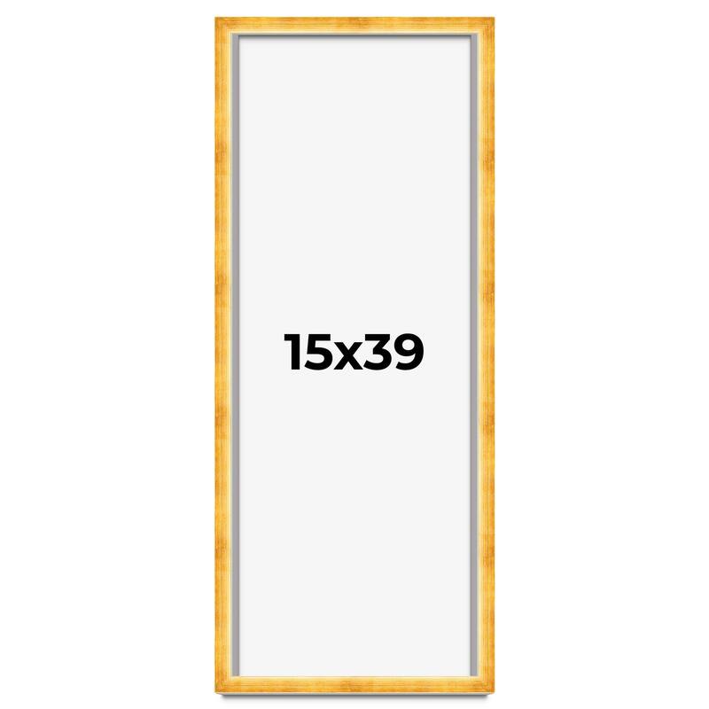 15x39 Shadow Box Frame Gold | 1.625 Inches Deep Real Wood Traditional