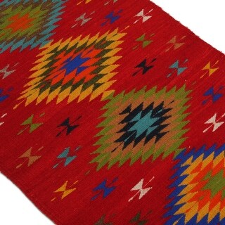 Handmade Claret Rhombi Wool area rug (Mexico) - Big - Bed Bath & Beyond ...