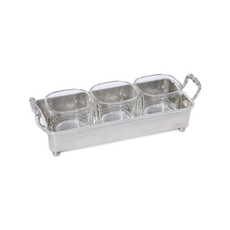 St. Anton Pewter & Glass 3-Section Condiment Tray