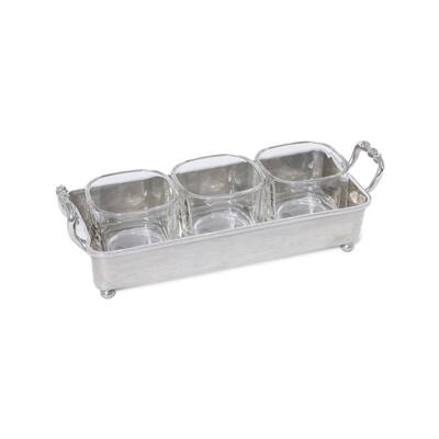 St. Anton Pewter & Glass 3-Section Condiment Tray