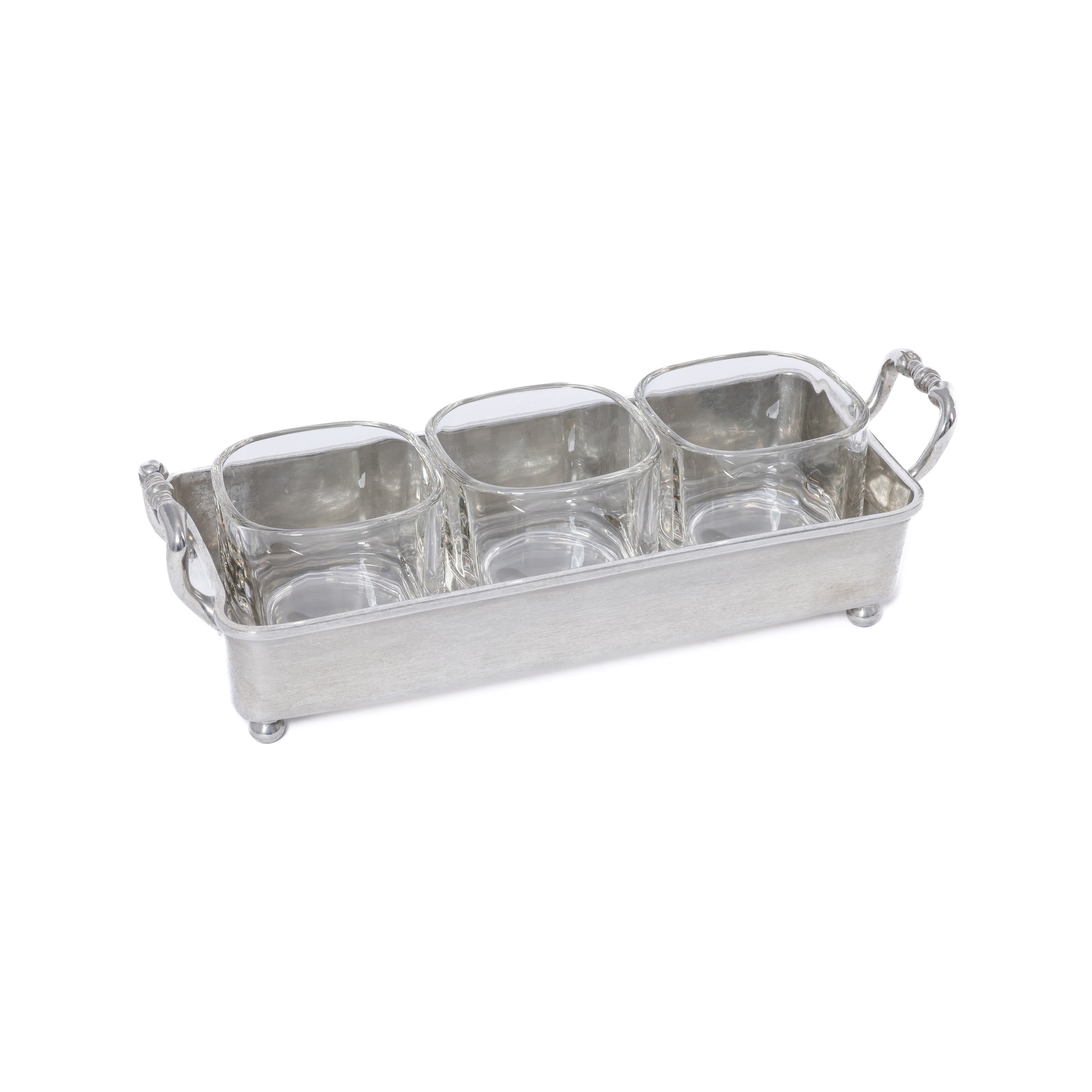 St. Anton Pewter & Glass 3-Section Condiment Tray