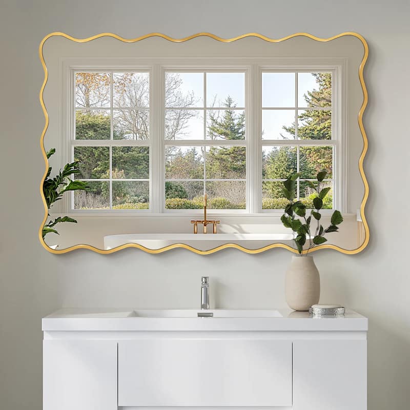 Rectangle Metal Framed Wavy Wall Mirror
