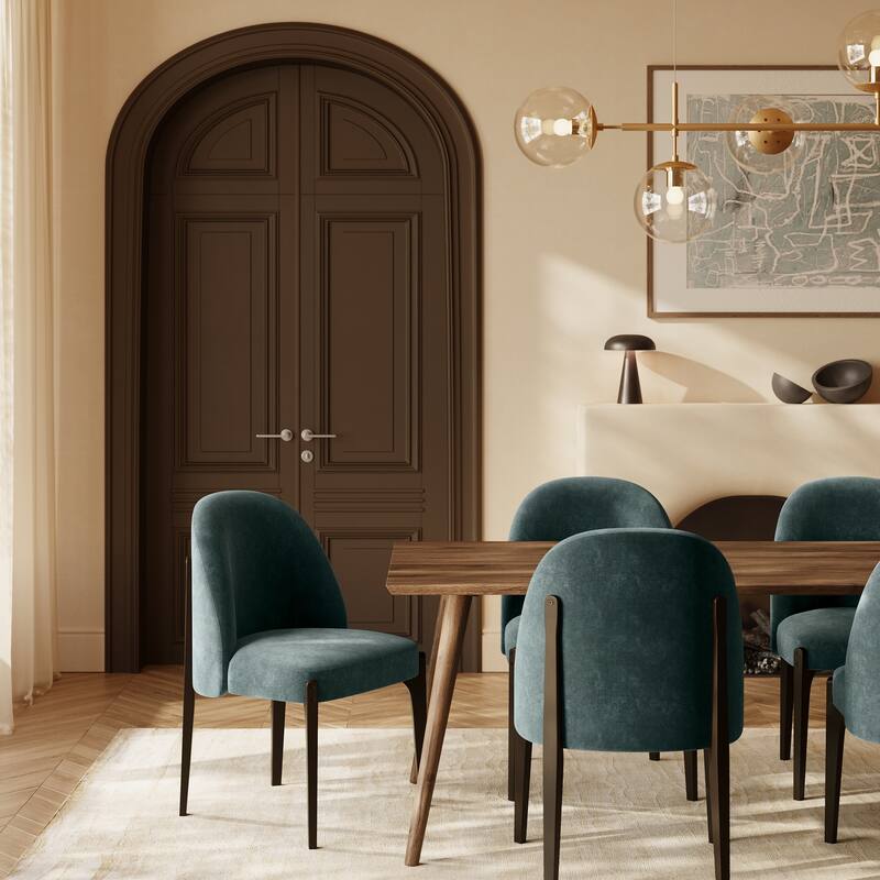 Poly & Bark Pietta Dining Chair (Set of 2) - Durable Fabric with Solid Wood Legs