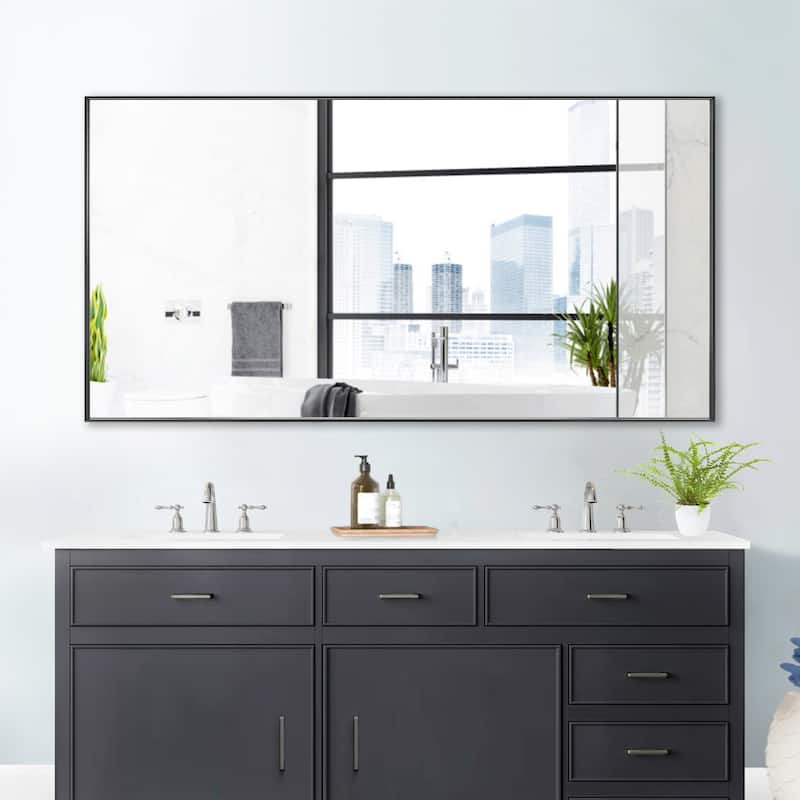 Modern Classic Black Metal Framed Full Length Mirror