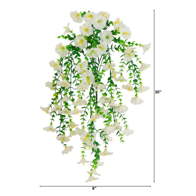 30-in UV Resistant Artificial Morning Glory Hanging Plant - Set of 6
