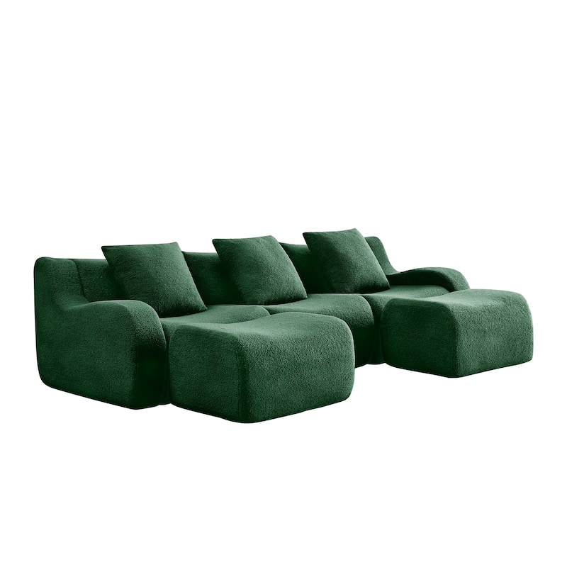 GDF Studio - Fairford U-Shaped 3-Seat Modular Sofa With Curved Armrests & Non-Slip Base