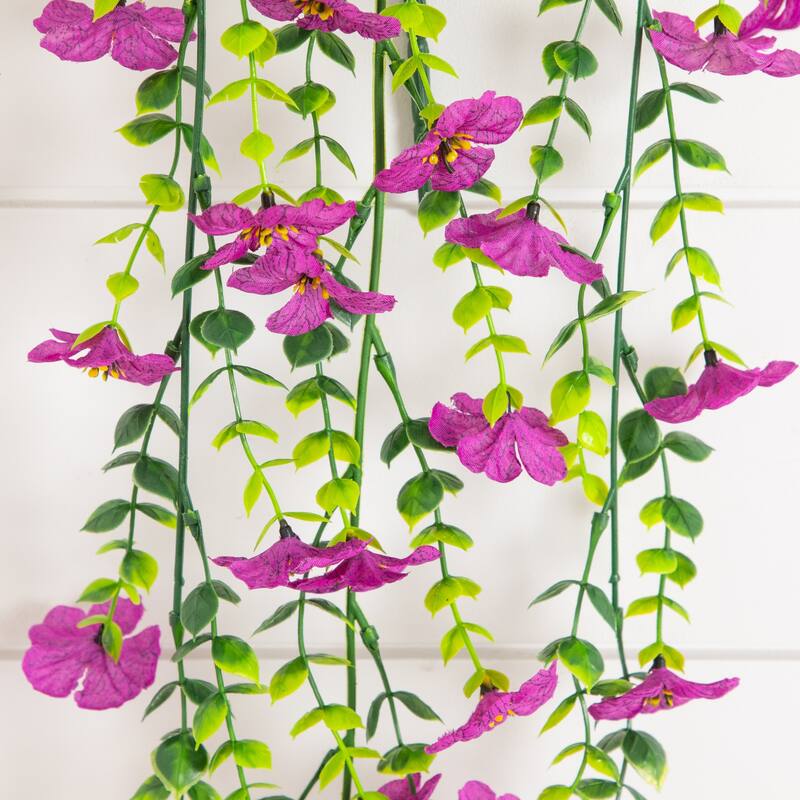 31-in UV Resistant Artificial Daisy Hanging Plant - Set of 6