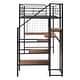 preview thumbnail 9 of 16, Twin Size Metal Loft Bed with Desk & Metal Grid, Stylish Metal Frame Bed with Lateral Storage Ladder & Wardrobe, Black