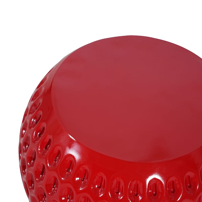 Christopher Knight Home - 18.00'' Contemporary Concrete Accent Side Table with Strawberry Hexagonal Seed-Texture Surface - Red