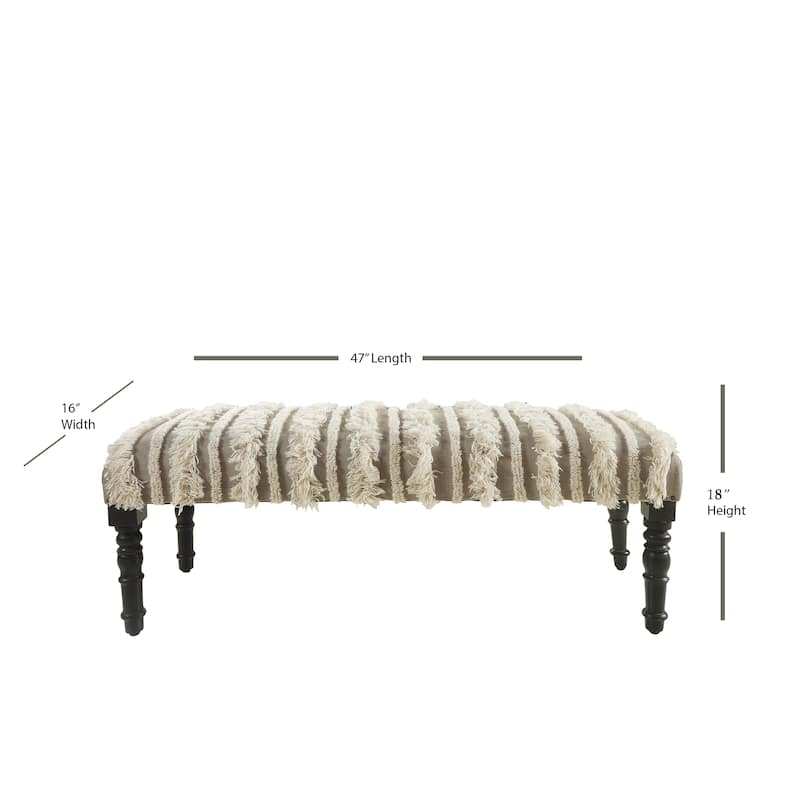 Sevita Cream Tufted Indoor Bench 16"W x 47"L x 18"H - 3'11" x 1'4"