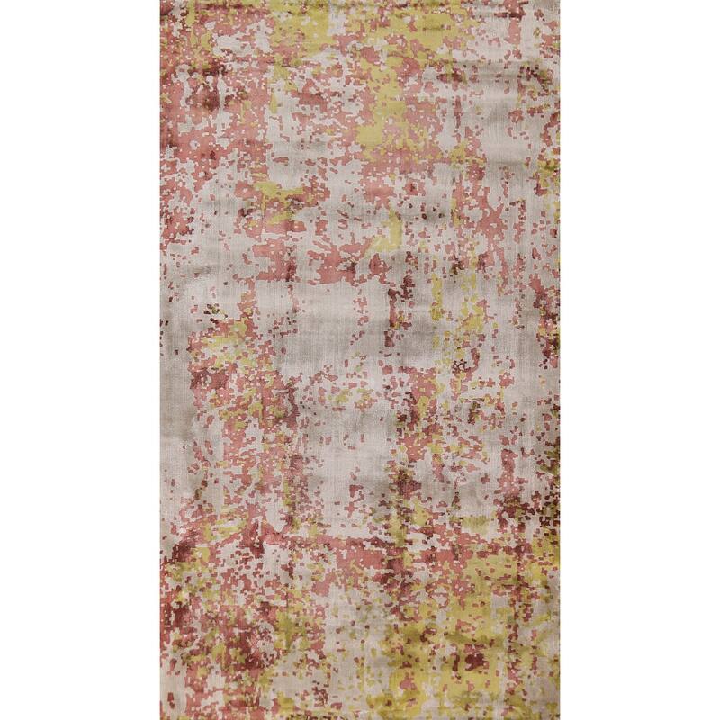Abstract Modern Area Rug Hand-Knotted Wool Carpet - 3'9"x 7'6"