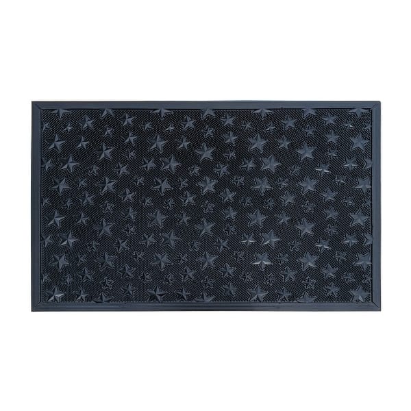 A1HC Rubber Pin Indoor Outdoor Entrance Door Mat, Fun Designed Floor Mat - 24"X36" - Barn Stars Black