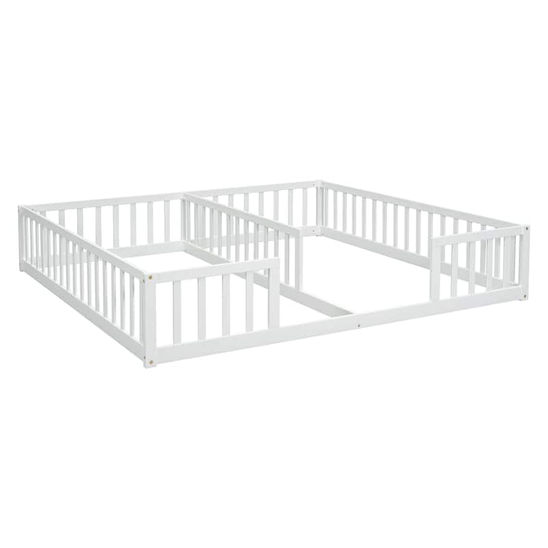 Double Twin Floor Bed with Fence