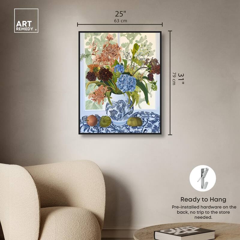 Blue Vase Bounty Canvas by Art Remedy