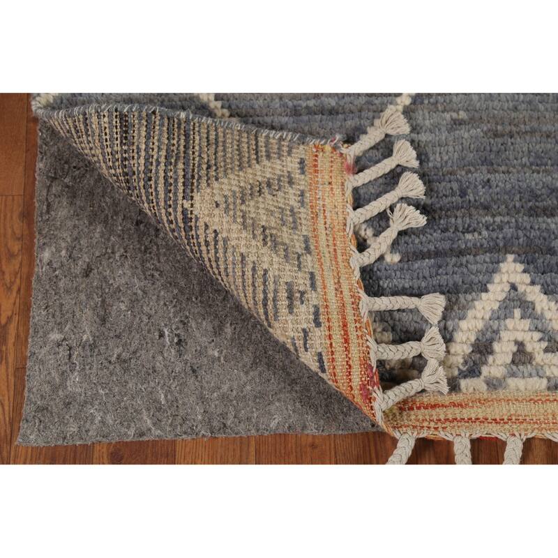 All-Over Trellis Moroccan Area Rug Hand-Knotted Wool Carpet - 6'0"x 9'10"