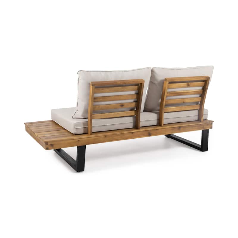 Roomfitters Outdoor 4-Piece Sectional Sofa Set with Coffee Table, Patio Lounge Furniture, Beige