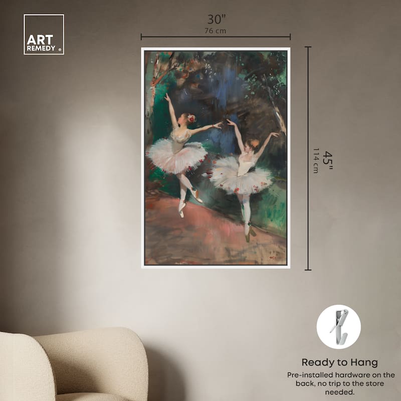 Art Remedy Classical Ballerinas Framed Impressionism 1 Piece Canvas Wall Art /Monet And Van Gogh Inspired Art