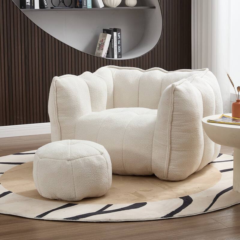 Soft Comfy Accent Chair with Ottoman,High Resilient Foam,Chenille Fabric