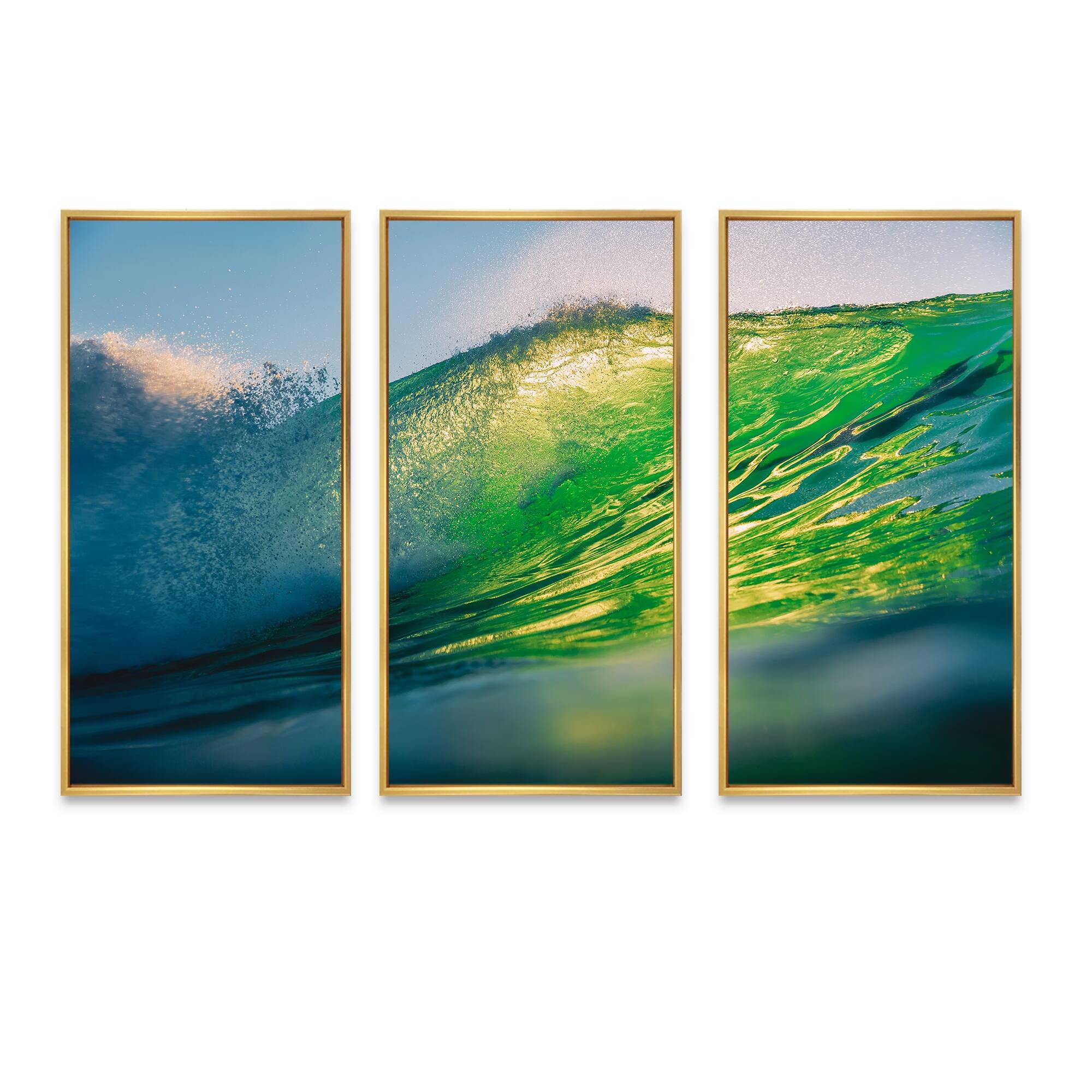Designart "Green Barrel Wave At Sunset In Hawaii" Nautical & Coastal