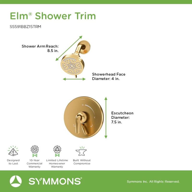 Symmons S559115TRM Elm Shower Only Trim Package with 1.5 GPM Multi