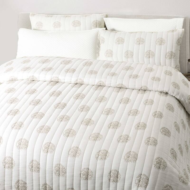 Wonderful Cotton Voile Quilt Set 3 Piece Floral Printed