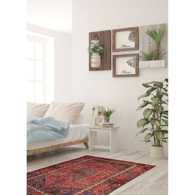 ECARPETGALLERY Hand-knotted Andelz Red Wool Rug - 4'3 x 6'6