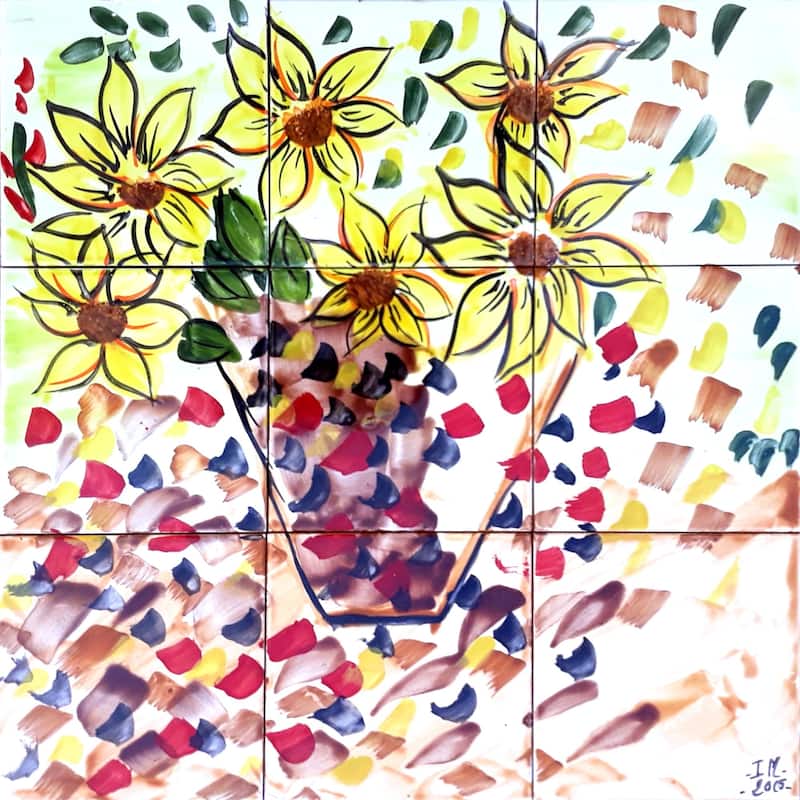 18x18 Sunflowers Kitchen Backsplash 9pc Ceramic Tiles Wall Mural